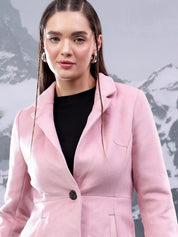 KOTTY Solid Single Breasted Casual Women Blazer (Pink)