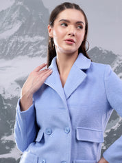 KOTTY Solid Double Breasted Casual Women Blazer (Blue)