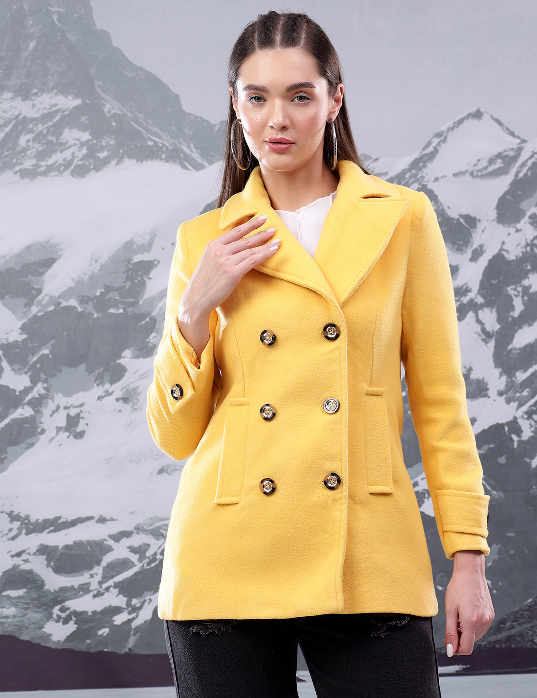 KOTTY Women's Longline Double-Breasted Classic & Timeless Elegance Coat
