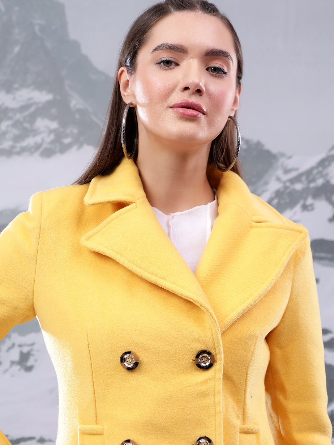 KOTTY Women's Longline Double-Breasted Classic & Timeless Elegance Coat