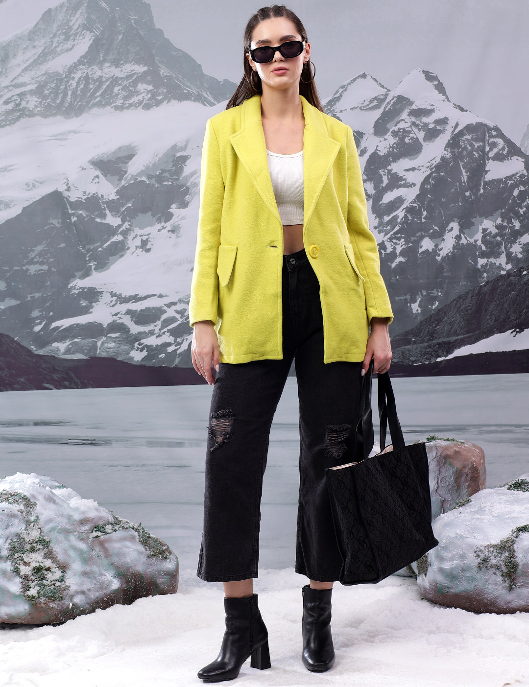 KOTTY Solid Single Breasted Casual Women Blazer (Green)