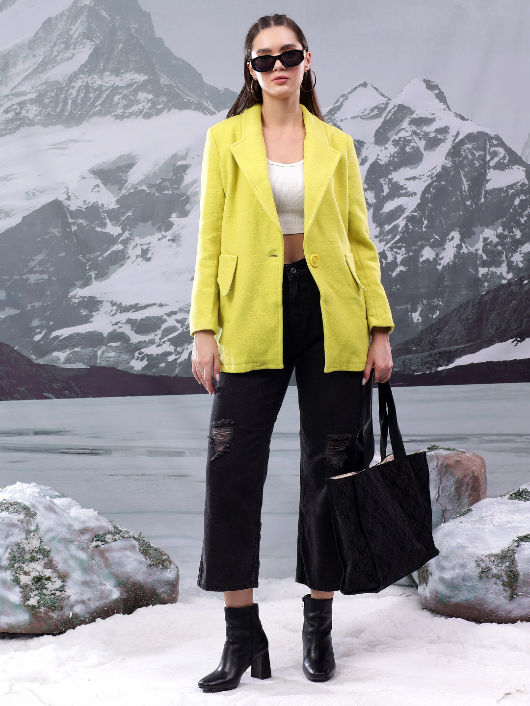 KOTTY Solid Single Breasted Casual Women Blazer (Green)