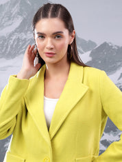 KOTTY Solid Single Breasted Casual Women Blazer (Green)