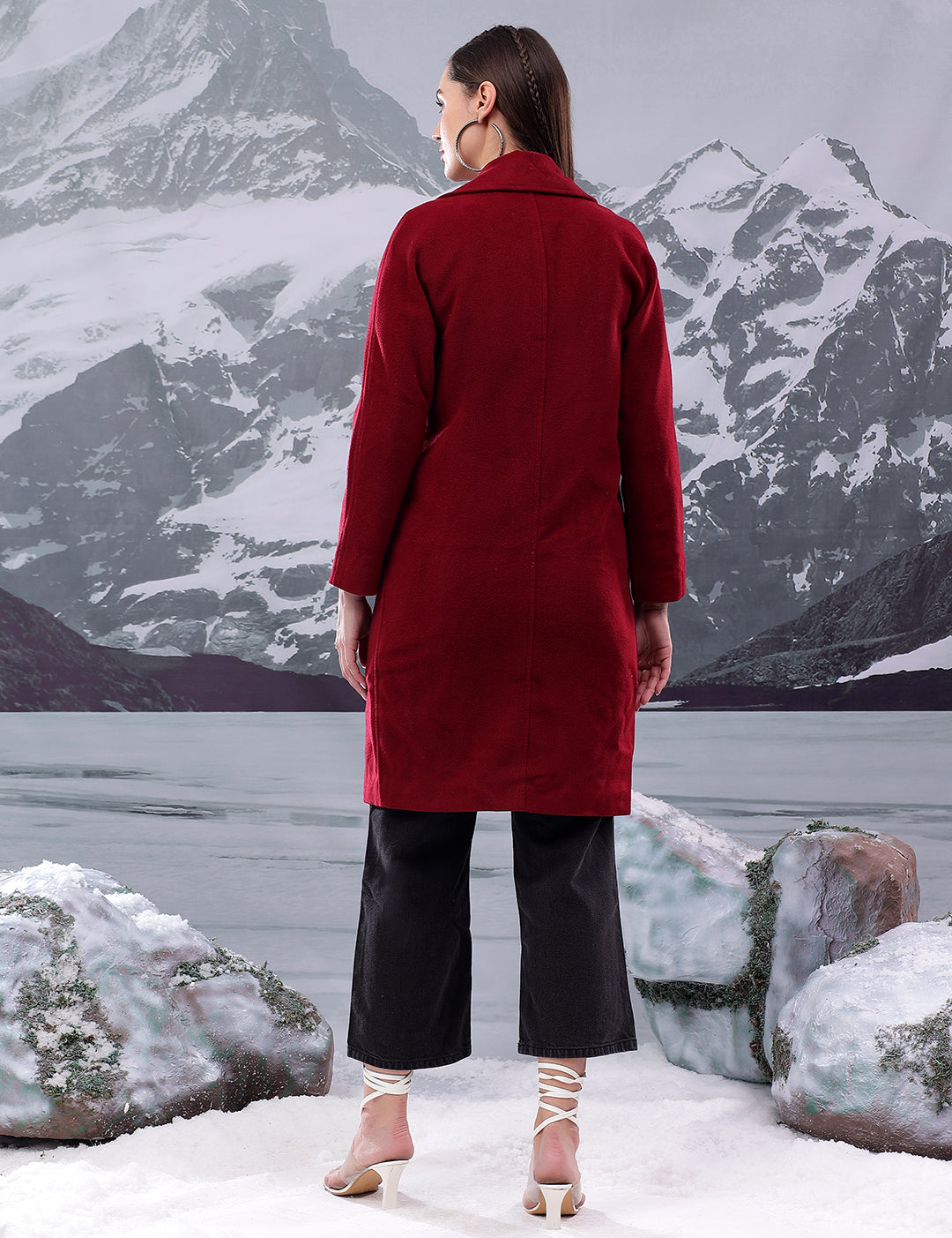 KOTTY Women's Longline Double-Breasted Classic & Timeless Elegance Coat
