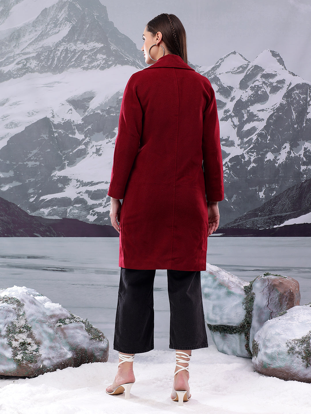KOTTY Women's Longline Double-Breasted Classic & Timeless Elegance Coat