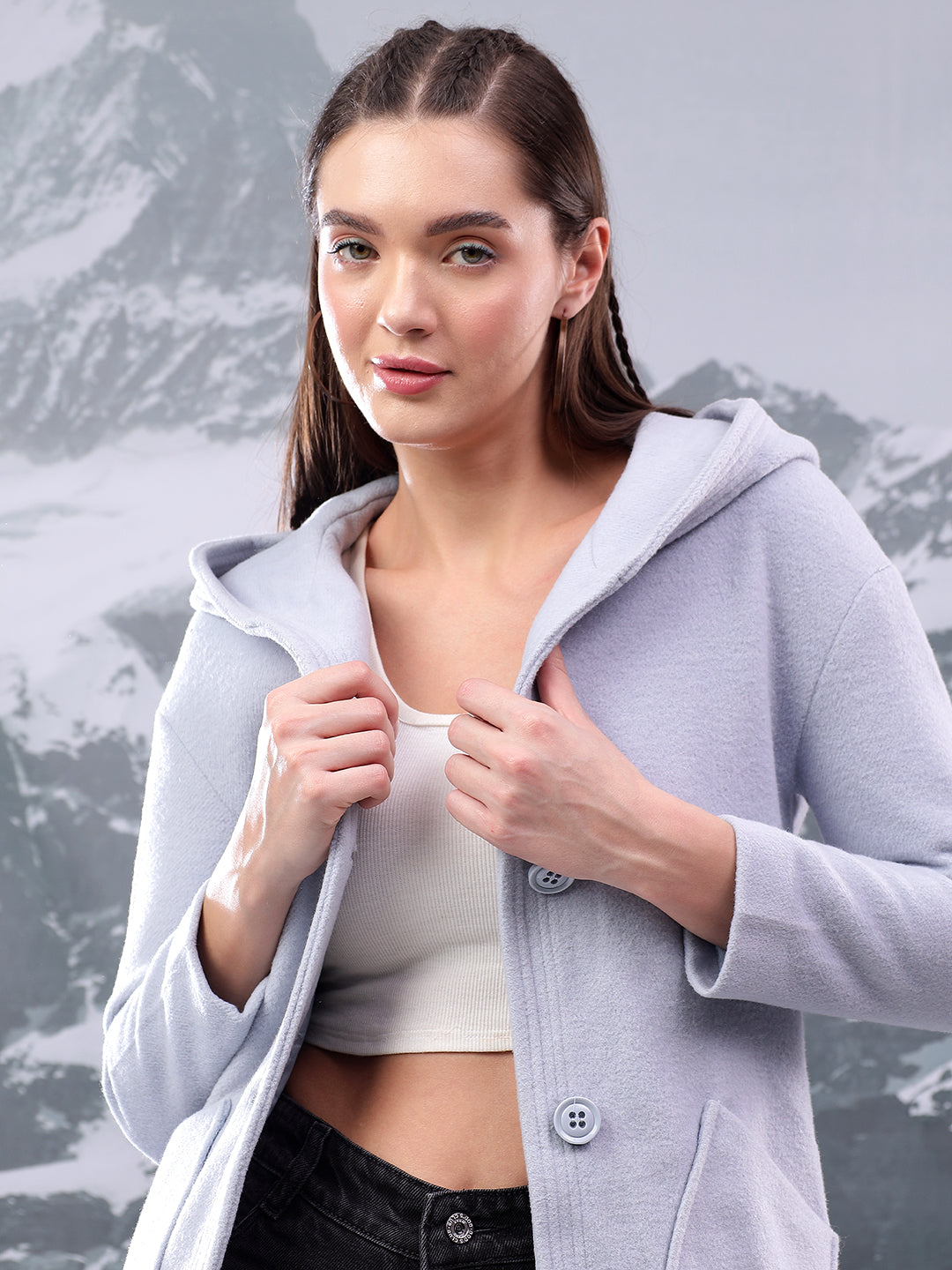 KOTTY Solid Single Breasted Casual Women Blazer (Grey)