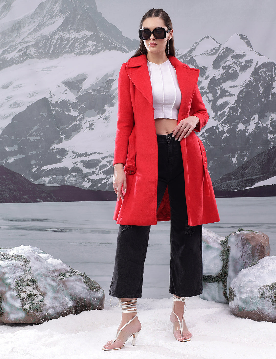 KOTTY Solid Single Breasted Casual Women Blazer (Red)