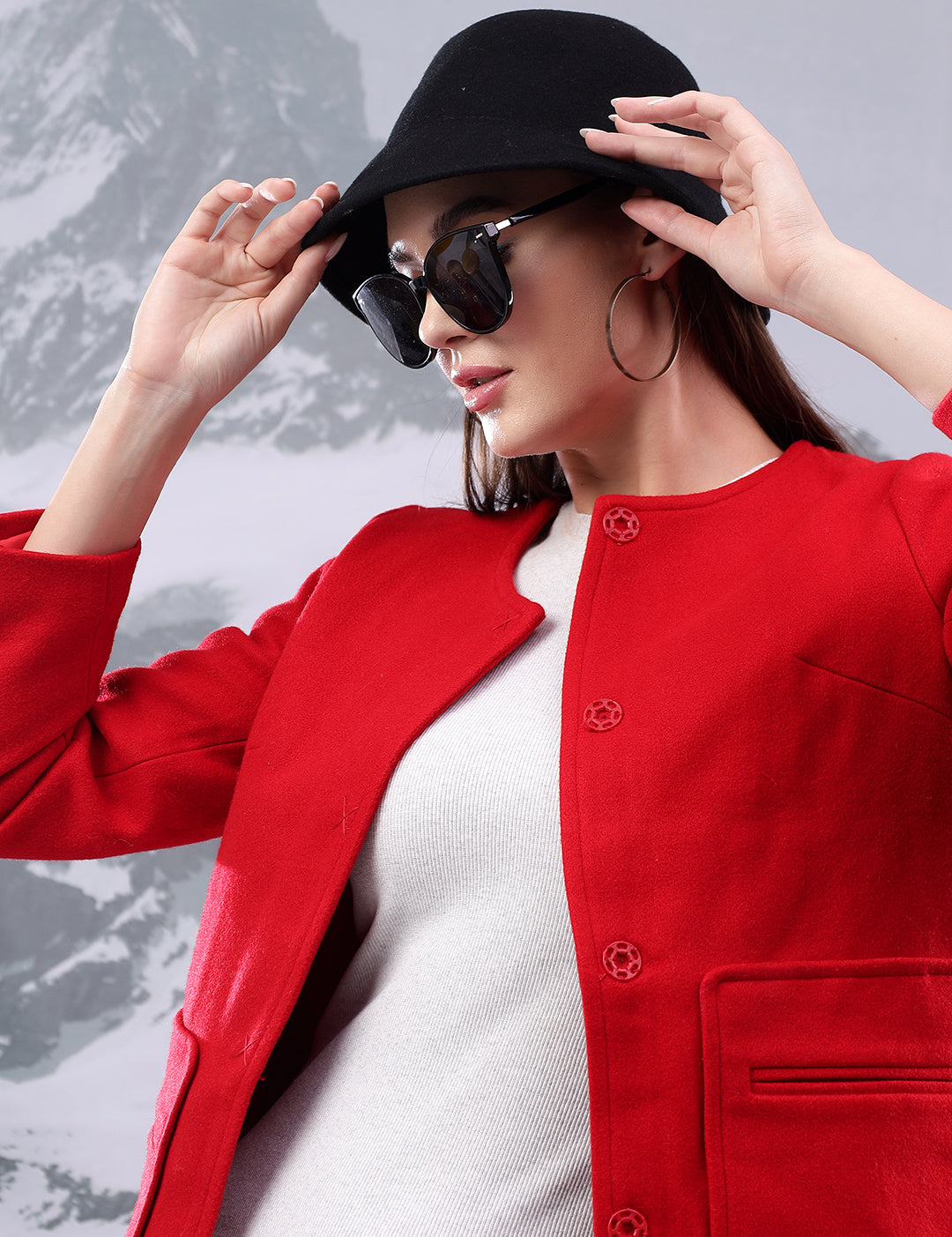 KOTTY Solid Single Breasted Casual Women Blazer (Red)