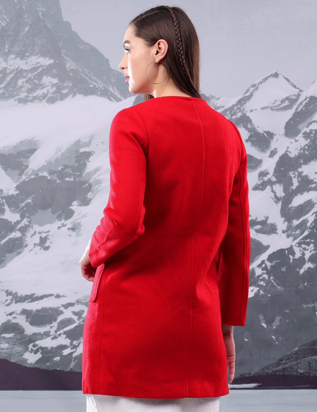 KOTTY Solid Single Breasted Casual Women Blazer (Red)