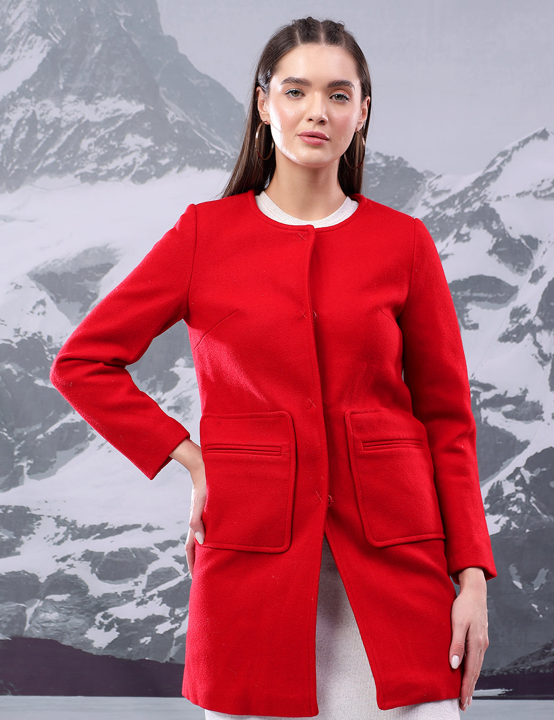 KOTTY Solid Single Breasted Casual Women Blazer (Red)
