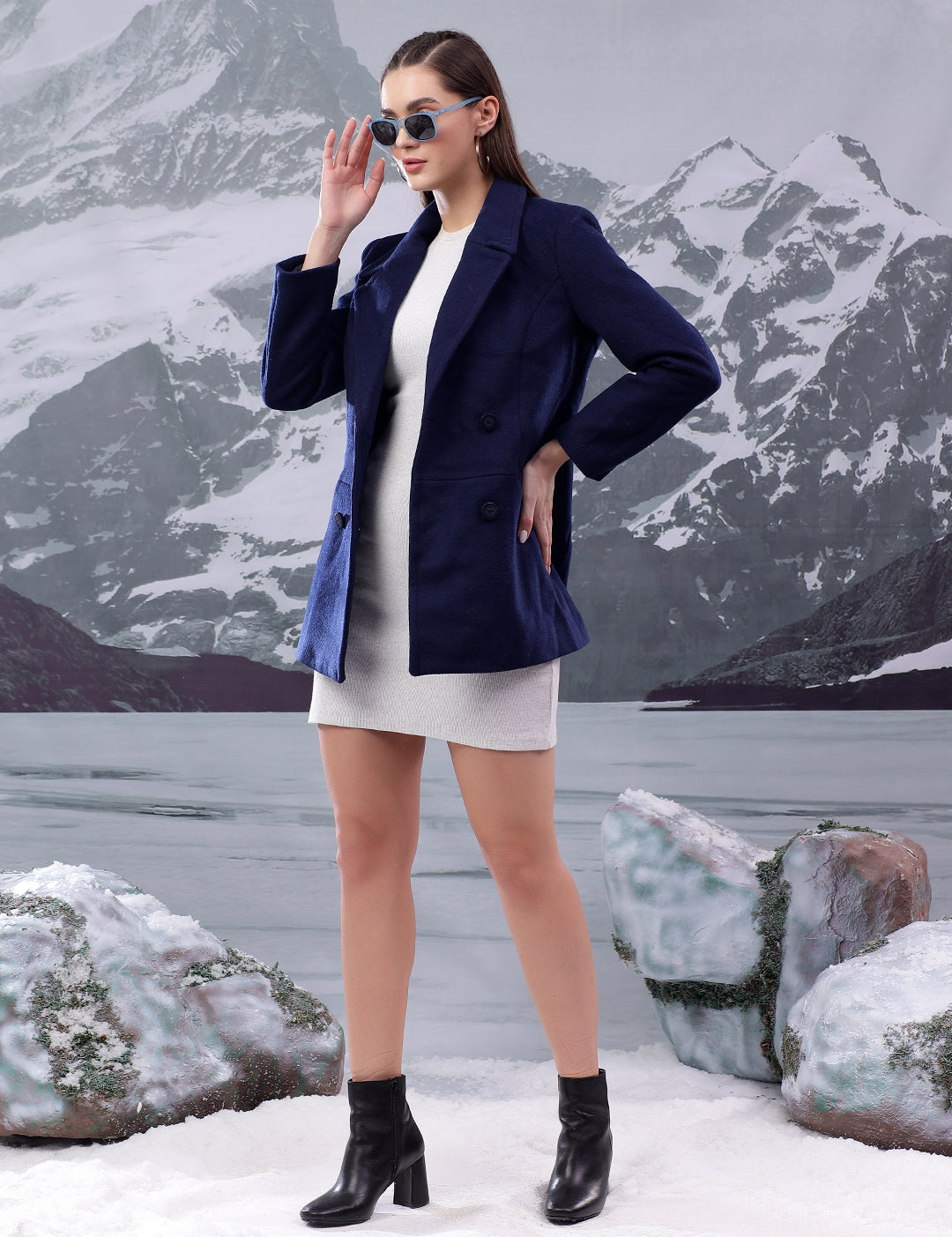 KOTTY Women's Longline Double-Breasted Classic & Timeless Elegance Coat