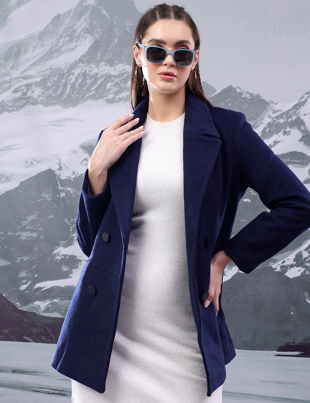 KOTTY Women's Longline Double-Breasted Classic & Timeless Elegance Coat