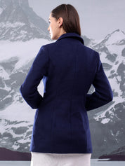 KOTTY Solid Double Breasted Casual Women Blazer (Blue)
