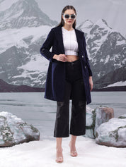 KOTTY Solid Double Breasted Casual Women Blazer (Blue)