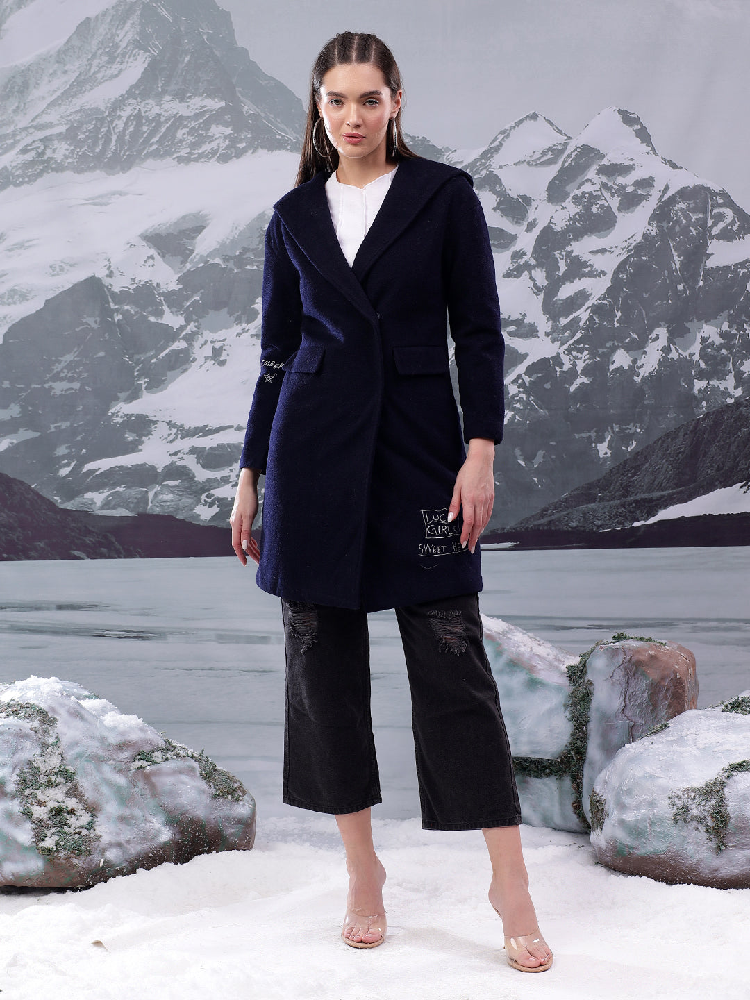 KOTTY Solid Double Breasted Casual Women Blazer (Blue)