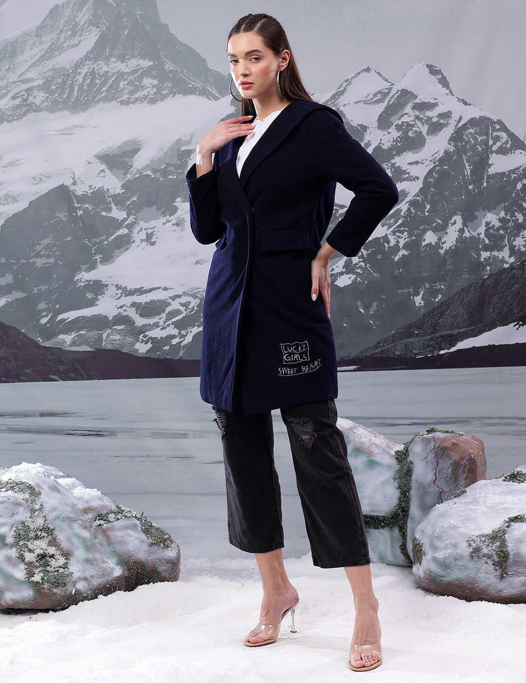 KOTTY Solid Double Breasted Casual Women Blazer (Blue)