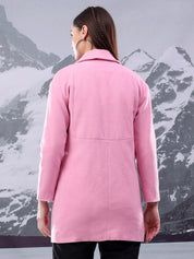 KOTTY Printed Single Breasted Casual Women Blazer (Pink)