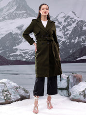 KOTTY Solid Double Breasted Casual Women Blazer (Green)