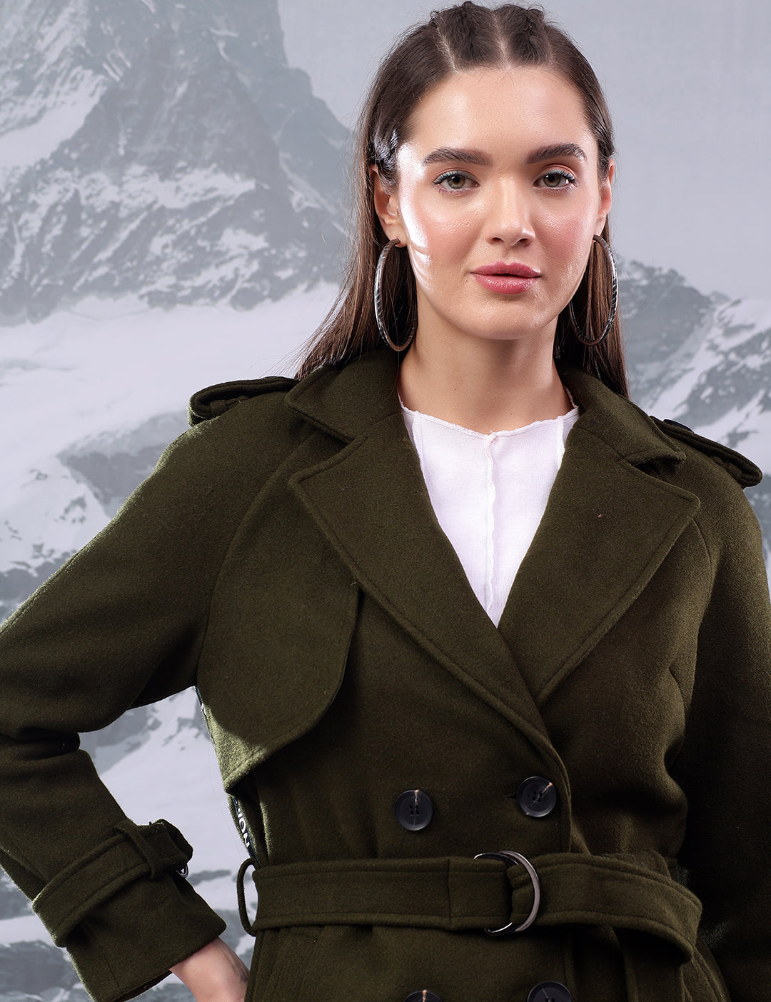 KOTTY Solid Double Breasted Casual Women Blazer (Green)