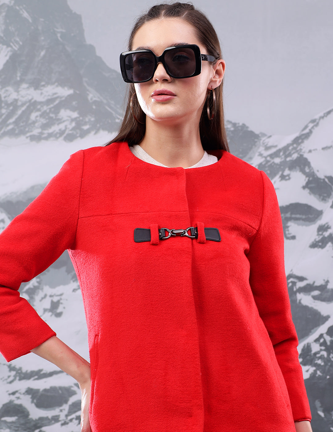 KOTTY Solid Single Breasted Casual Women Blazer (Red)