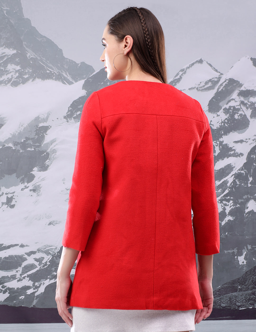 KOTTY Solid Single Breasted Casual Women Blazer (Red)