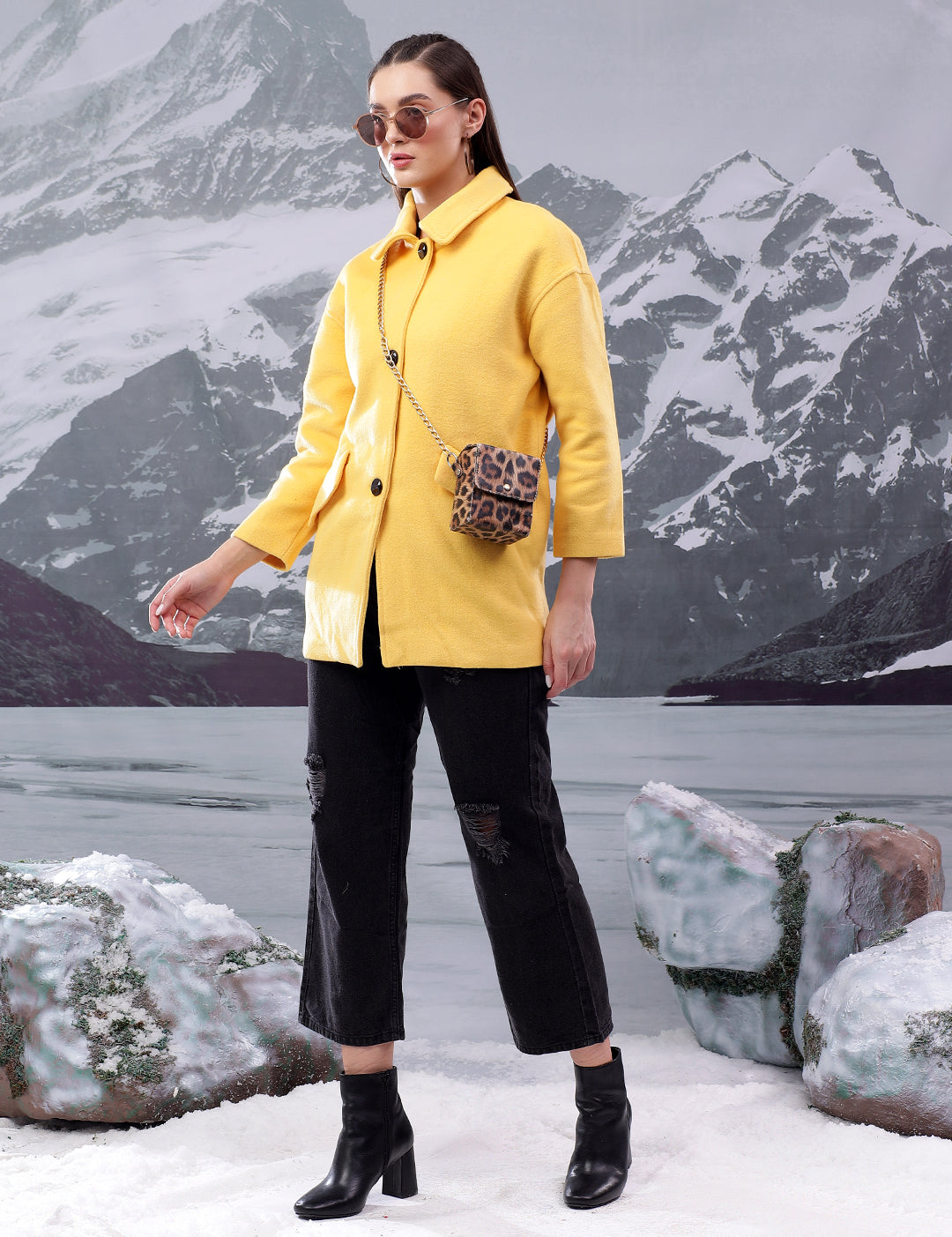 KOTTY Solid Single Breasted Casual Women Blazer (Yellow)