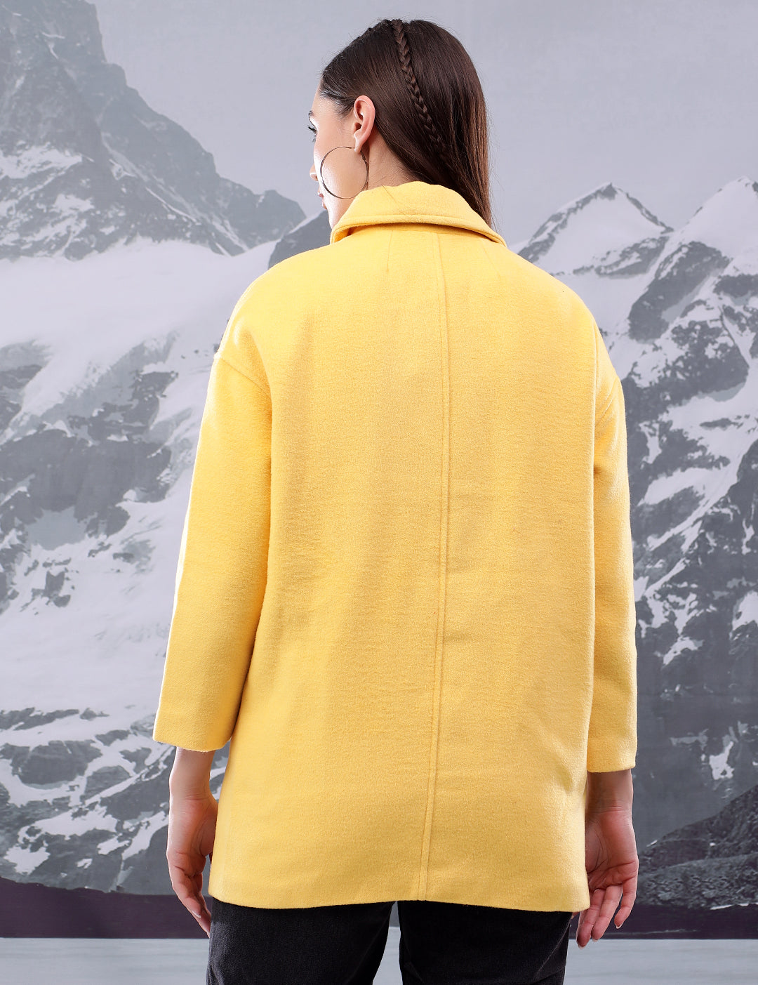KOTTY Solid Single Breasted Casual Women Blazer (Yellow)