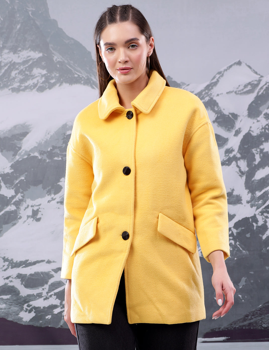 KOTTY Solid Single Breasted Casual Women Blazer (Yellow)