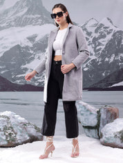 KOTTY Solid Single Breasted Casual Women Blazer (Grey)