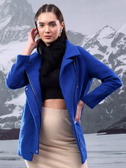 KOTTY Solid Single Breasted Casual Women Blazer (Blue)