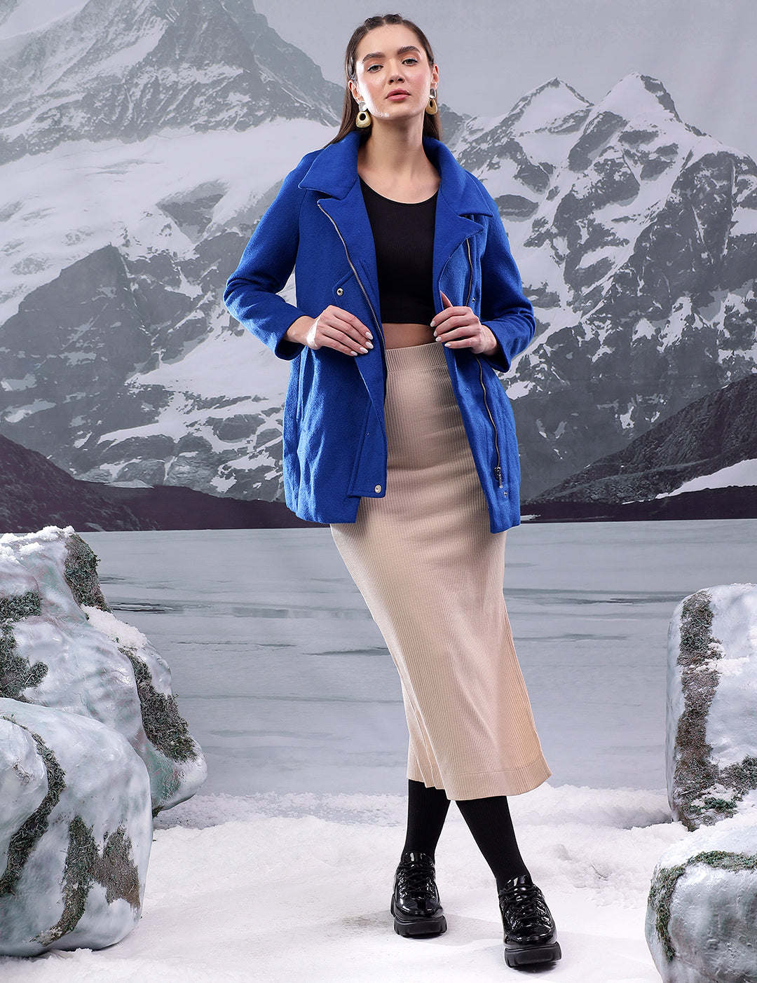 KOTTY Solid Single Breasted Casual Women Blazer (Blue)