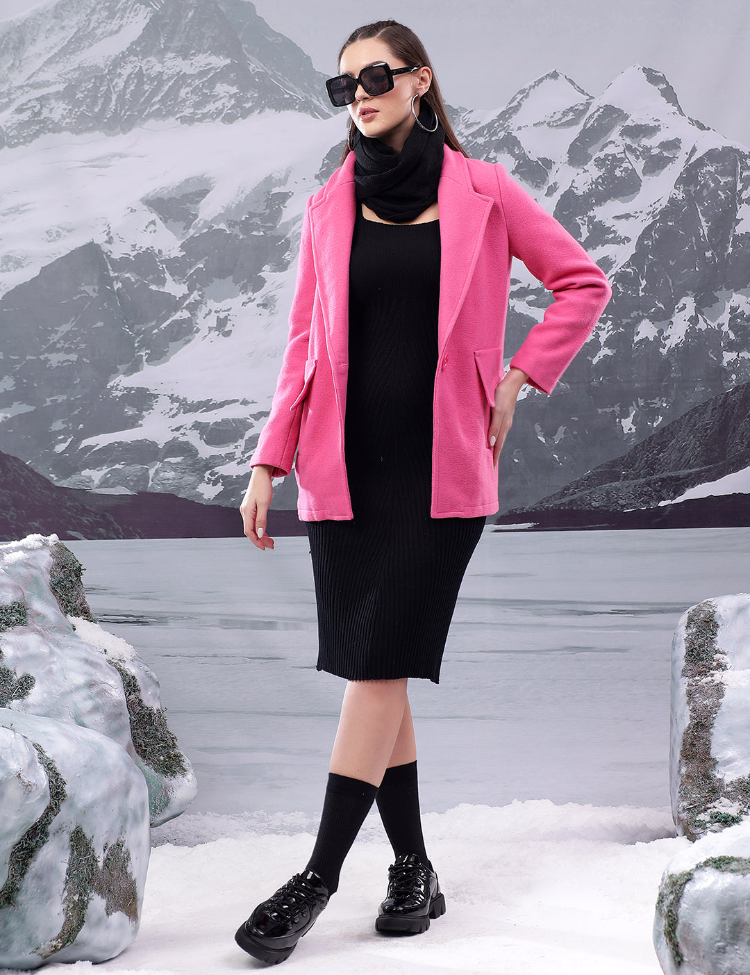 KOTTY Solid Single Breasted Casual Women Blazer (Pink)