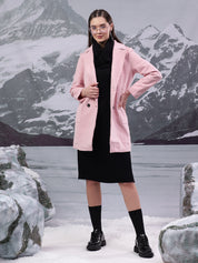 KOTTY Solid Double Breasted Casual Women Blazer (Pink)