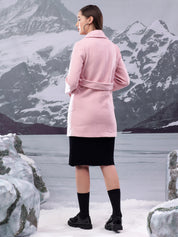 KOTTY Solid Double Breasted Casual Women Blazer (Pink)