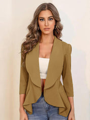 KOTTY Solid Single Breasted Formal Women Blazer (Brown)