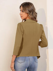 KOTTY Solid Single Breasted Formal Women Blazer (Brown)