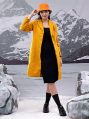 KOTTY Solid Single Breasted Casual Women Blazer (Yellow)