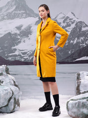 KOTTY Solid Single Breasted Casual Women Blazer (Yellow)
