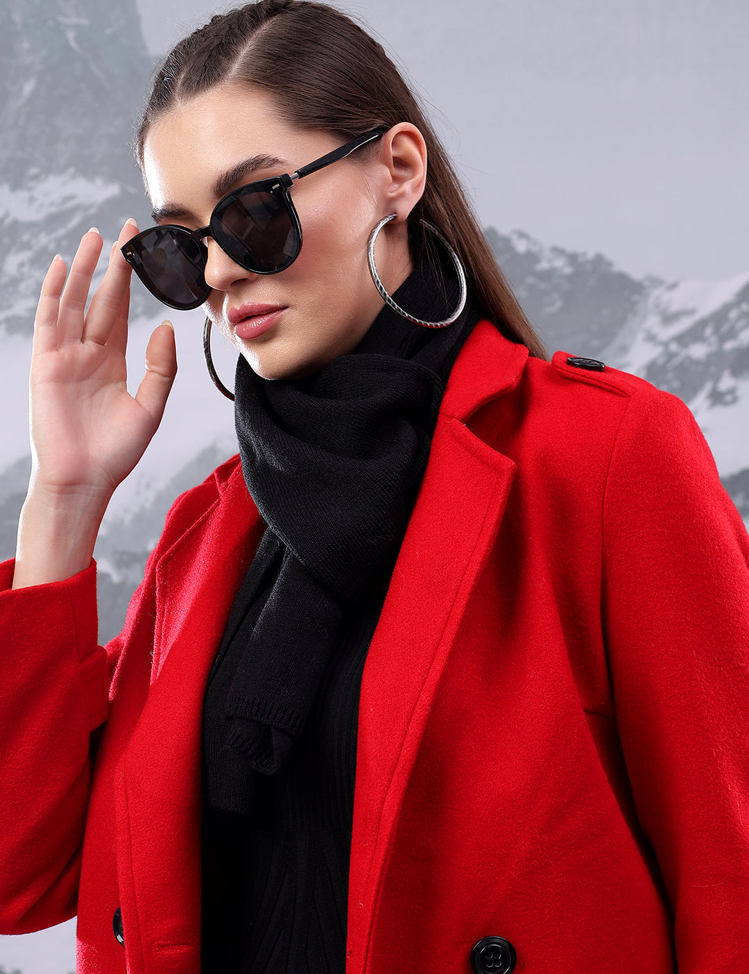 KOTTY Solid Double Breasted Casual Women Blazer (Red)