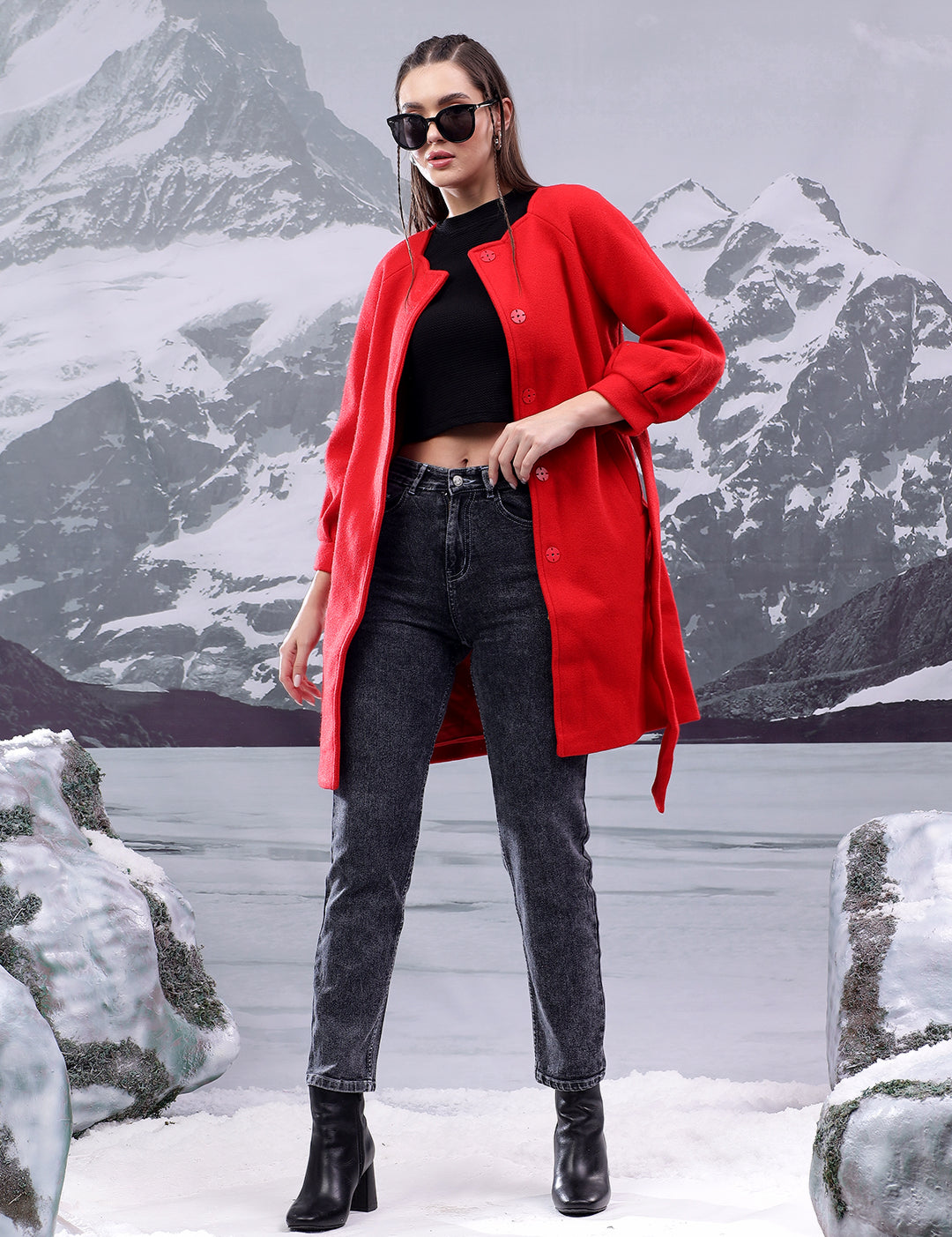 KOTTY Solid Single Breasted Casual Women Blazer (Red)