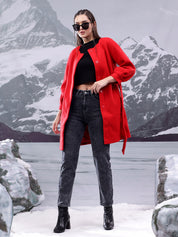KOTTY Solid Single Breasted Casual Women Blazer (Red)