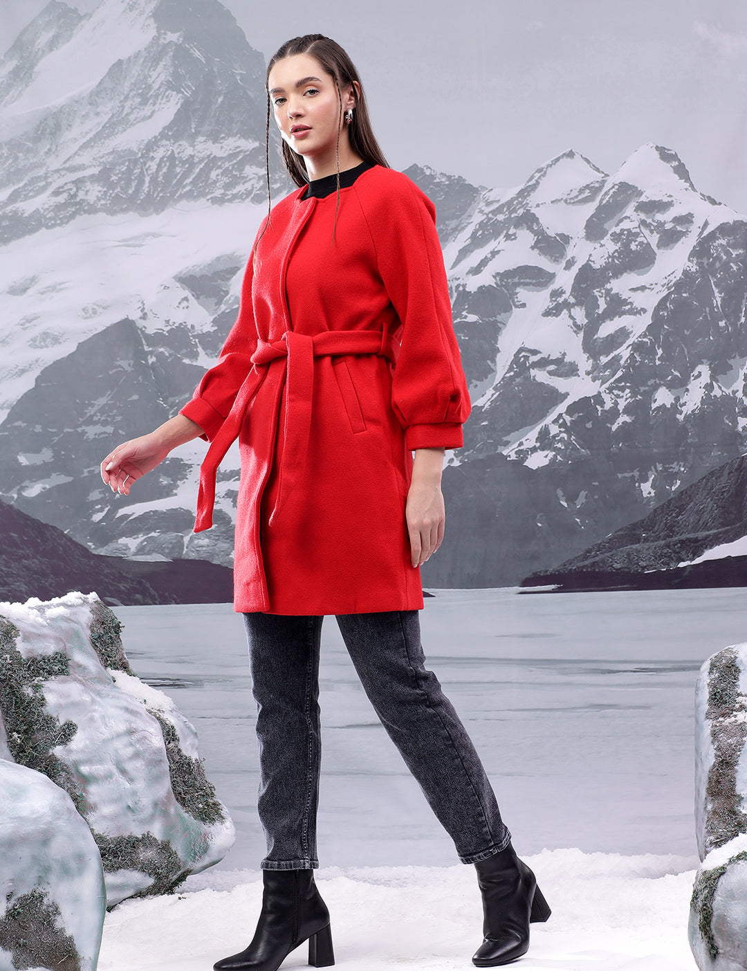 KOTTY Solid Single Breasted Casual Women Blazer (Red)