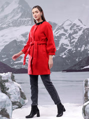 KOTTY Solid Single Breasted Casual Women Blazer (Red)