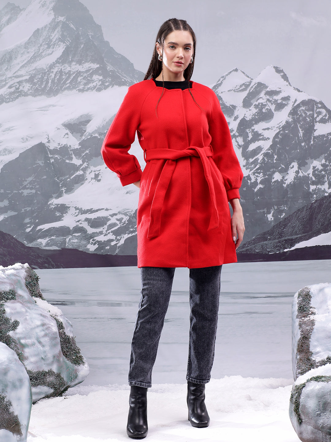 KOTTY Solid Single Breasted Casual Women Blazer (Red)