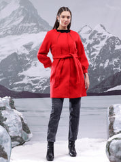KOTTY Solid Single Breasted Casual Women Blazer (Red)