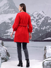 KOTTY Solid Single Breasted Casual Women Blazer (Red)