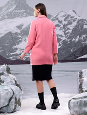 KOTTY Solid Double Breasted Casual Women Blazer (Pink)