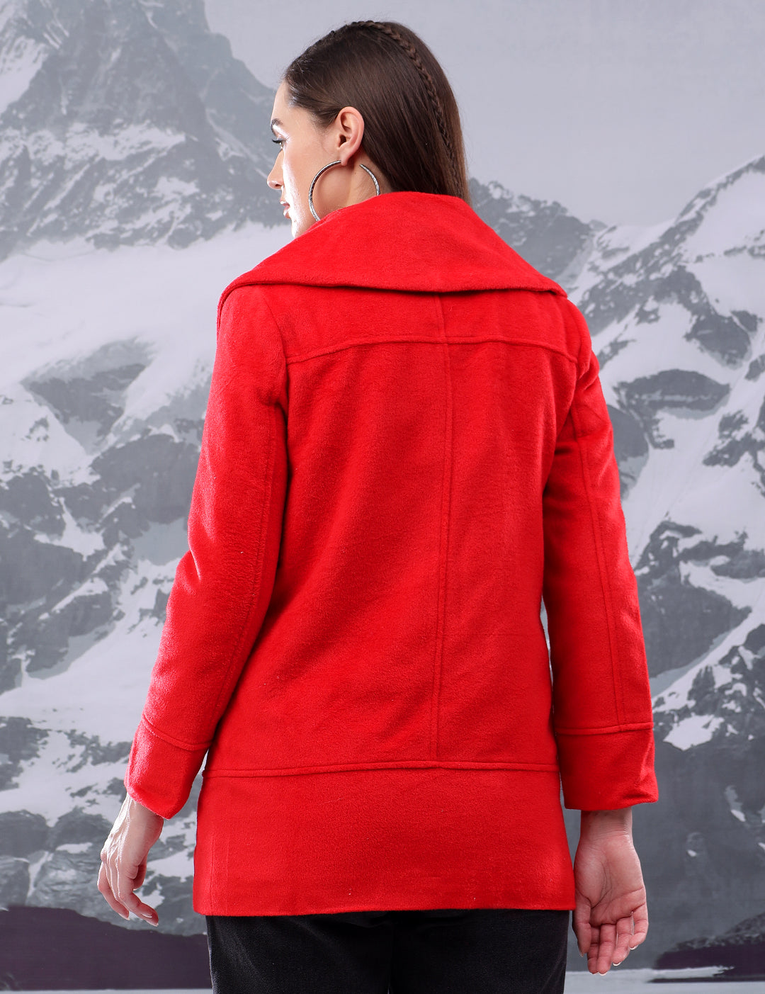KOTTY Solid Double Breasted Casual Women Blazer (Red)