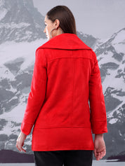 KOTTY Solid Double Breasted Casual Women Blazer (Red)