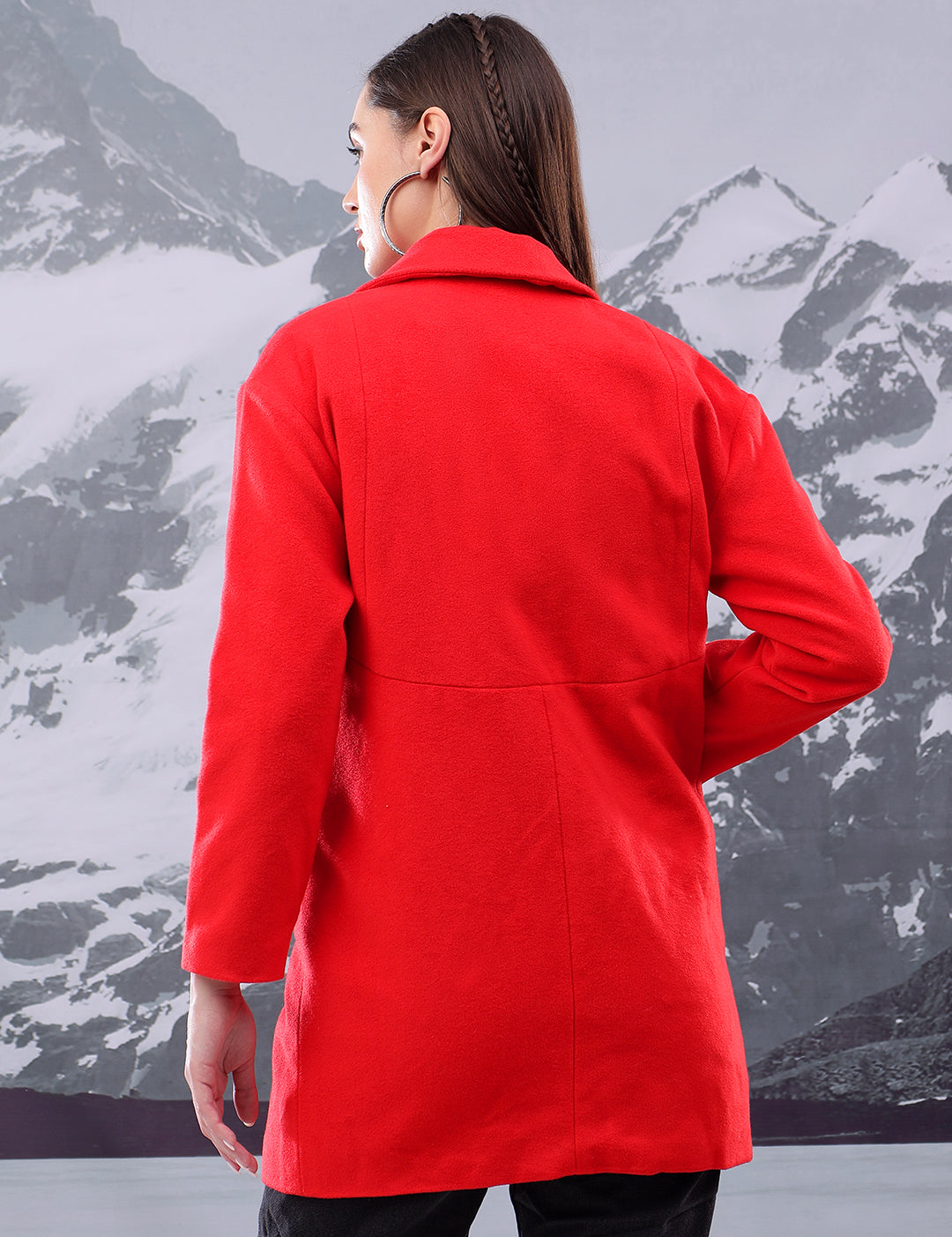 KOTTY Printed Single Breasted Casual Women Blazer (Red)
